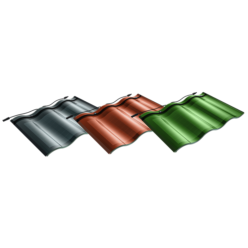 Three curved solar tiles